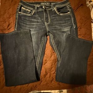 Grace Women's Dark Blue Boot Cut Western Jeans